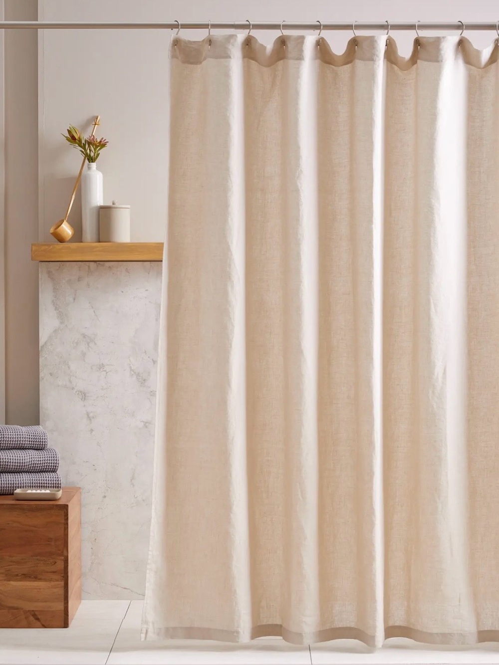 NEW Quince European Linen Shower Curtain, 72 X 72 (Beige)